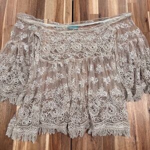 Flowing see through blouse BEIGE